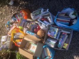 Just some of the Children's books (approx 2500 pa)  before delivery in March 2026 to Arbury Social centre by David Adamson